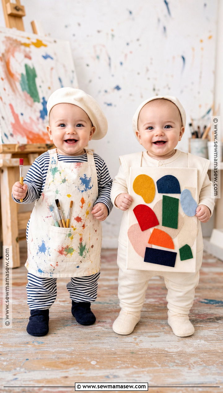Painter And Canvas Twin Baby Costume - 30 twin halloween costumes for babies