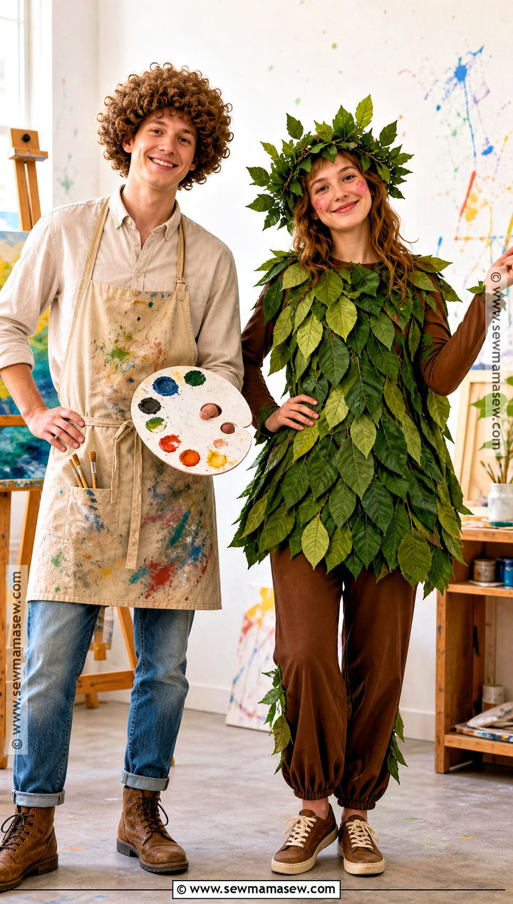 Painter And Happy Tree Costume - 45 cute couple halloween costumes