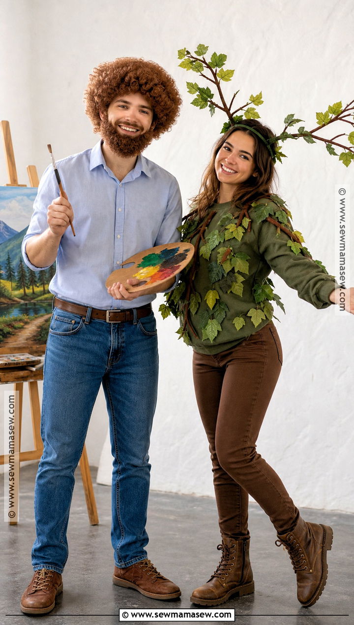 Painter And Happy Tree Couple Costume - 30 Unique Couples Halloween Costume Ideas Funny