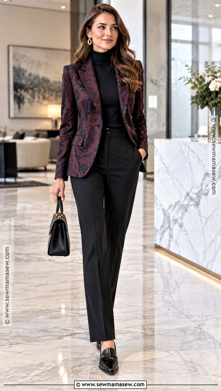 Paisley Blazer With Black Trousers - 15 Autumn Paisley Fashion Ideas