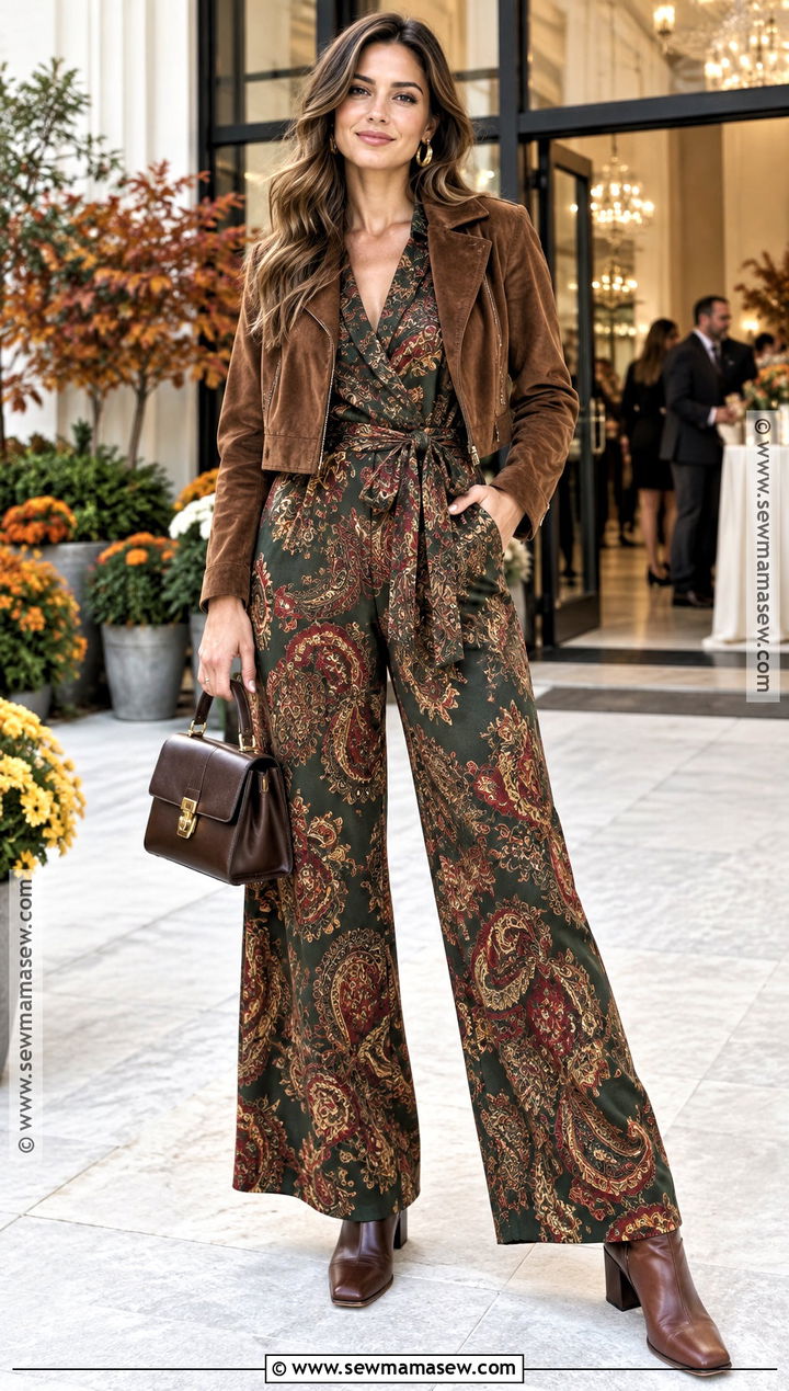 Paisley Jumpsuit With Cropped Jacket - 15 Autumn Paisley Fashion Ideas