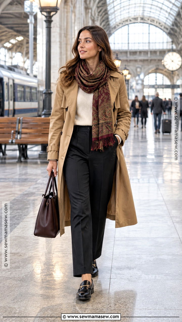 Paisley Scarf Outfit With Trench Coat - 15 Autumn Paisley Fashion Ideas