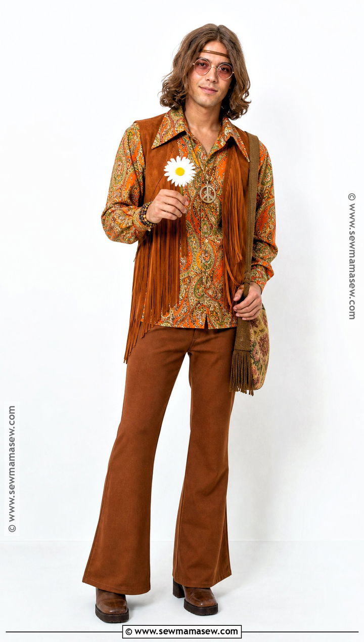 Paisley Shirt And Bell Bottom Hippie Costume - 30 hippie outfits 70s costume
