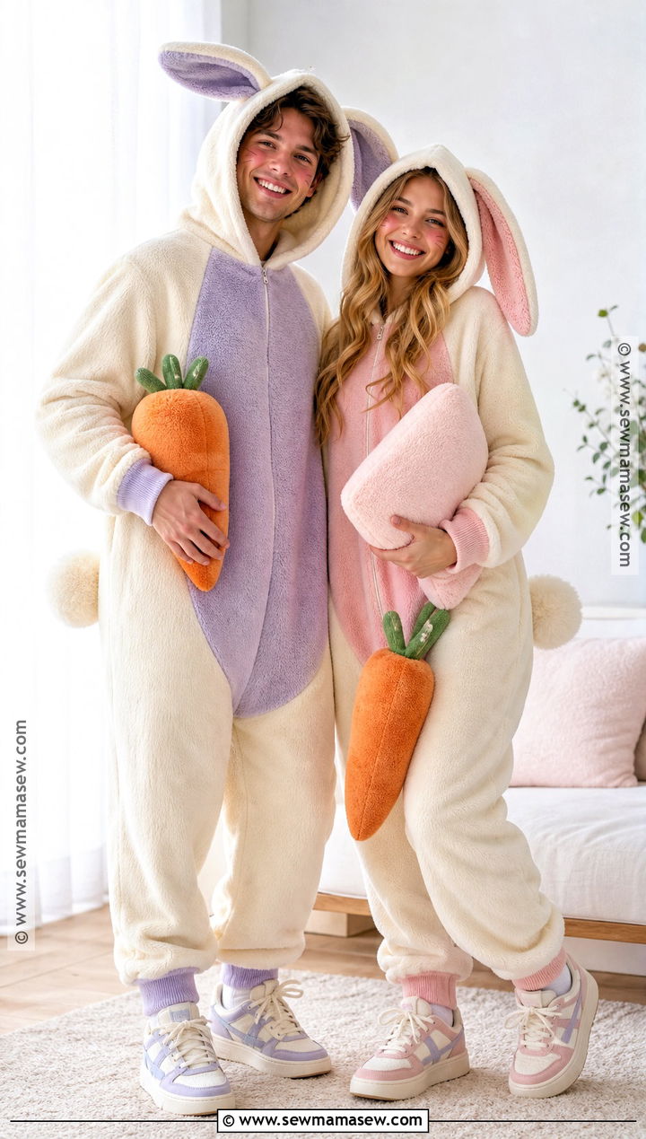 Pajama Bunny Couple Costume - 30 bunny couple costume ideas