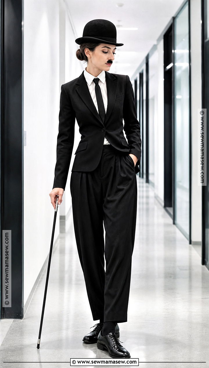 Pam Charlie Chaplin Costume - 30 The Office Halloween Costumes