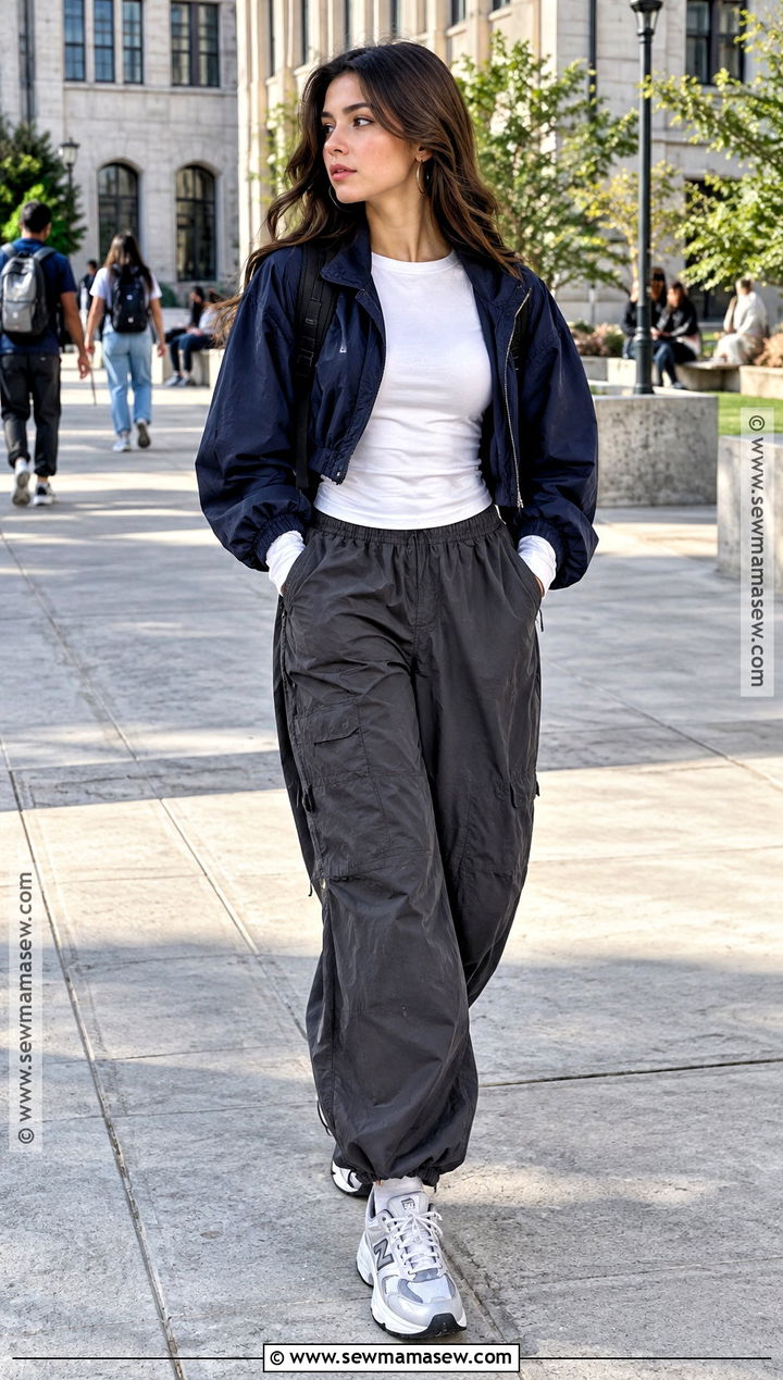 Parachute Pants And Long Sleeve Tee Back To School Outfit - 25 back to school fits