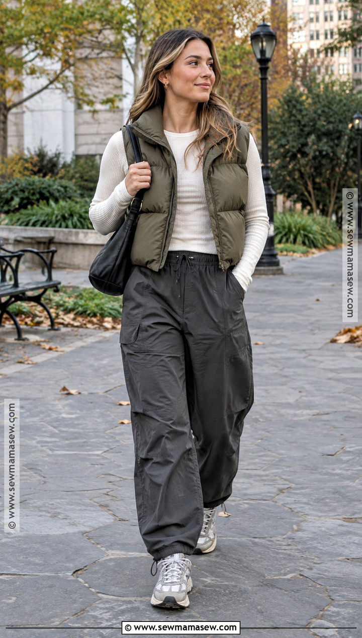 Parachute Pants And Thermal Top Sporty Fall Outfit - 20 fall outfits sporty