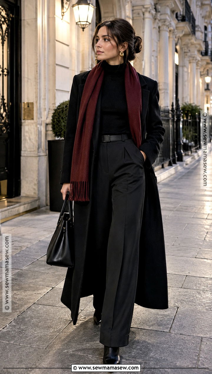 Paris All Black Outfit With Wide Leg Pants - 20 Paris In October Outfits for Women