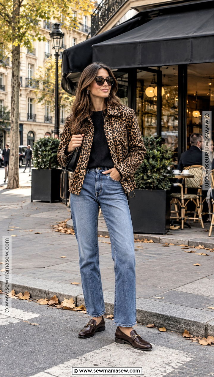 Paris Autumn Animal Print Jacket Outfit - 15 paris autumn style ideas