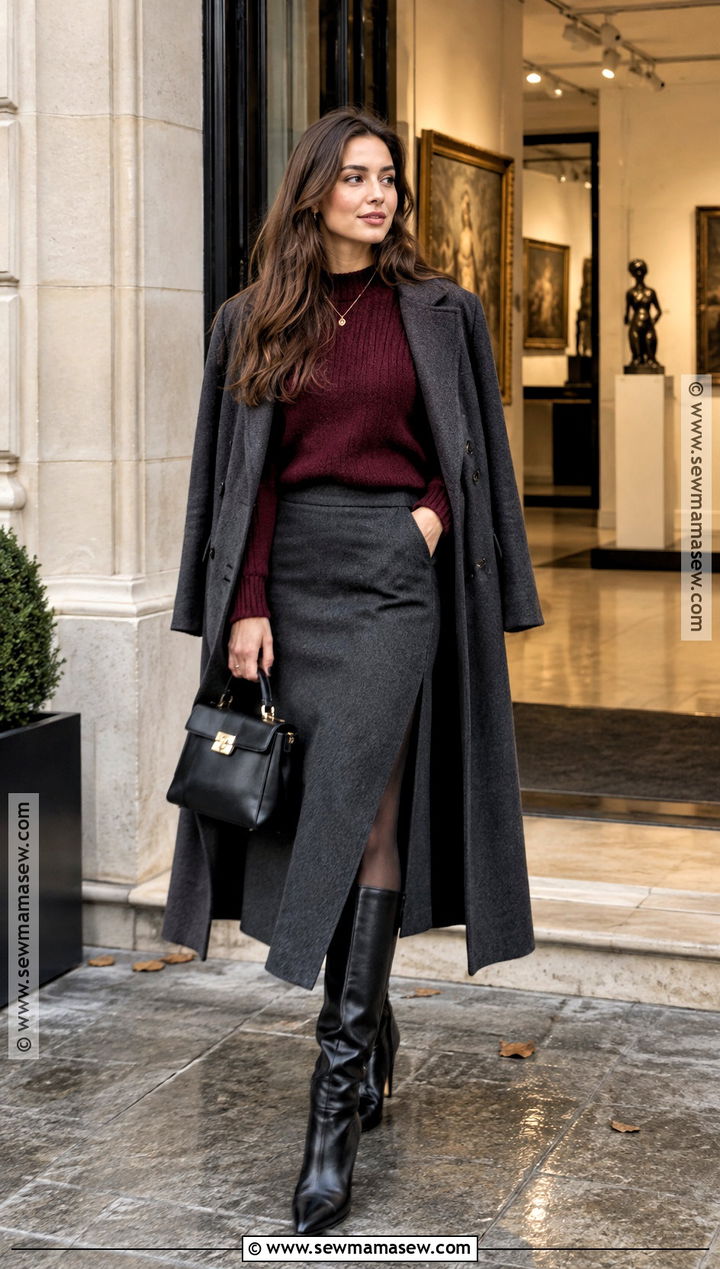 Paris Autumn Burgundy Sweater Outfit - 15 autumn paris outfits 2026