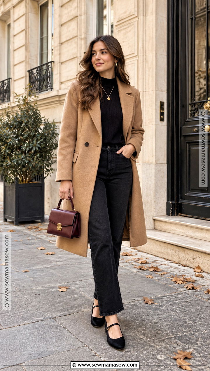 Paris Autumn Camel Coat Outfit With Black Jeans - 25 paris outfit autumn ideas