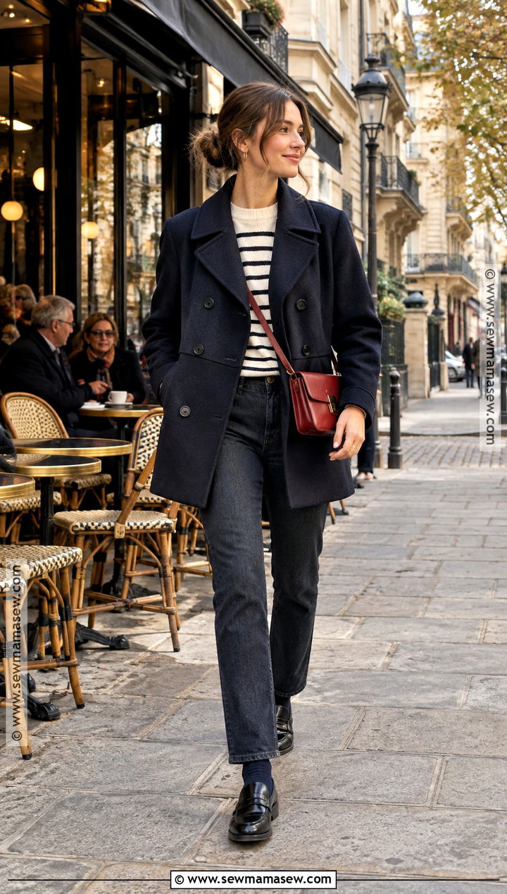 Paris Autumn Peacoat And Jeans Outfit - 15 autumn paris outfits 2026