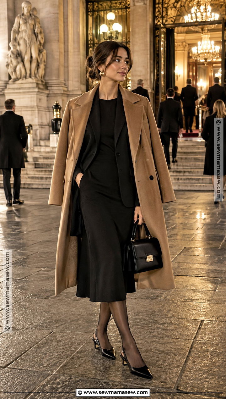Paris Black Midi Dress Outfit With Blazer - 20 Paris In October Outfits for Women