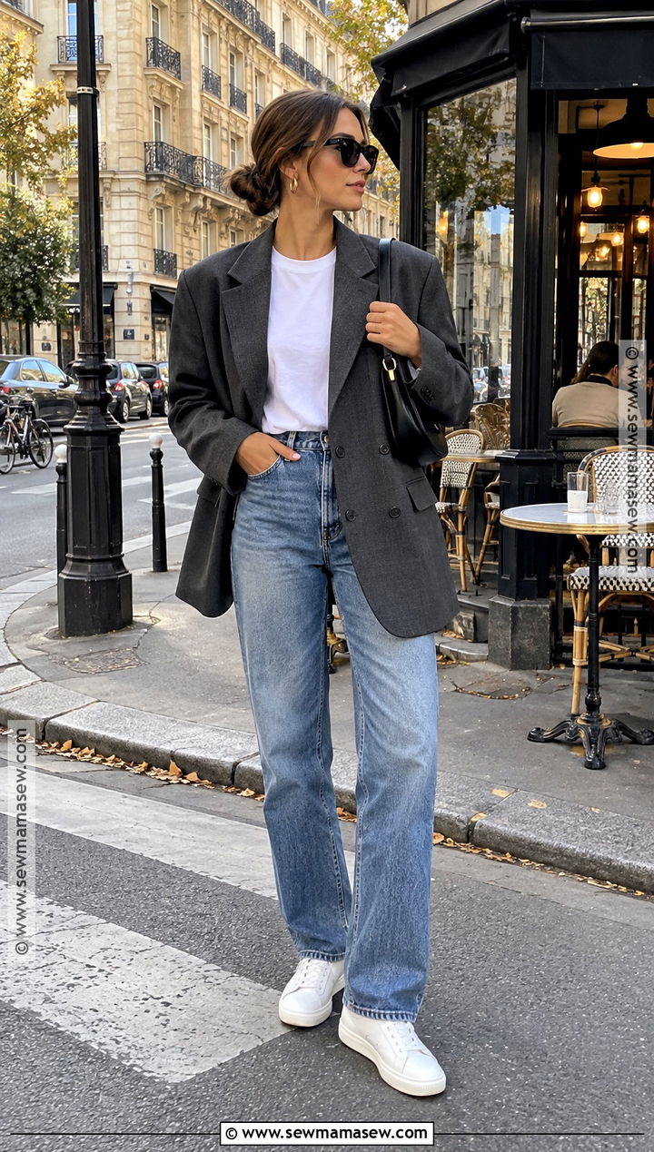 Paris Blazer With White T Shirt And Jeans - 25 paris september outfits
