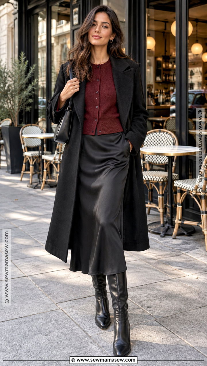 Paris Cardigan And Midi Skirt Outfit - 15 paris style fall ideas