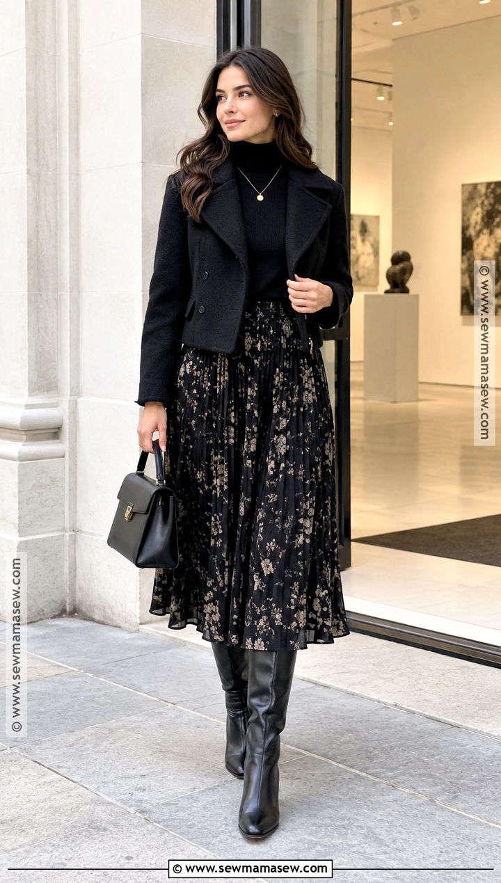 Paris Fall Black Turtleneck And Midi Skirt Outfit - 15 Paris Fall Outfits Parisian Style