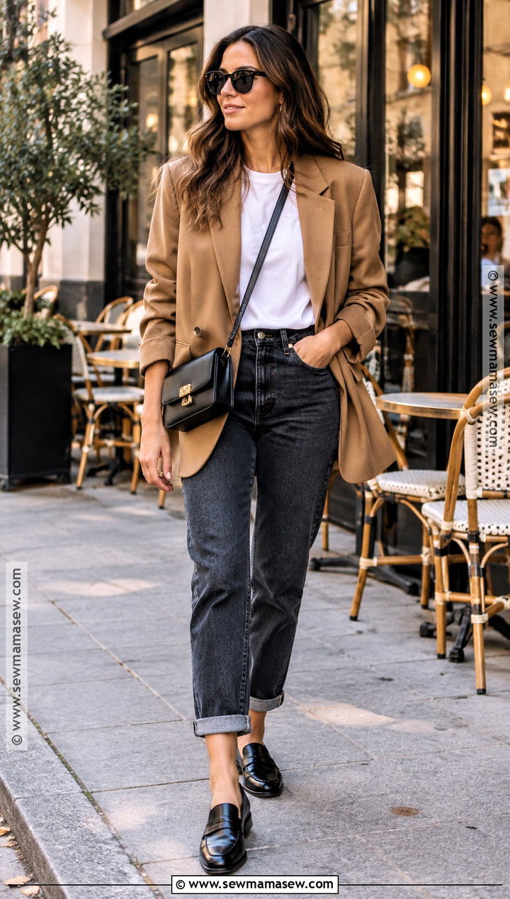 Paris Fall Blazer And Cuffed Jeans Outfit - 15 Paris Fall Outfits Parisian Style