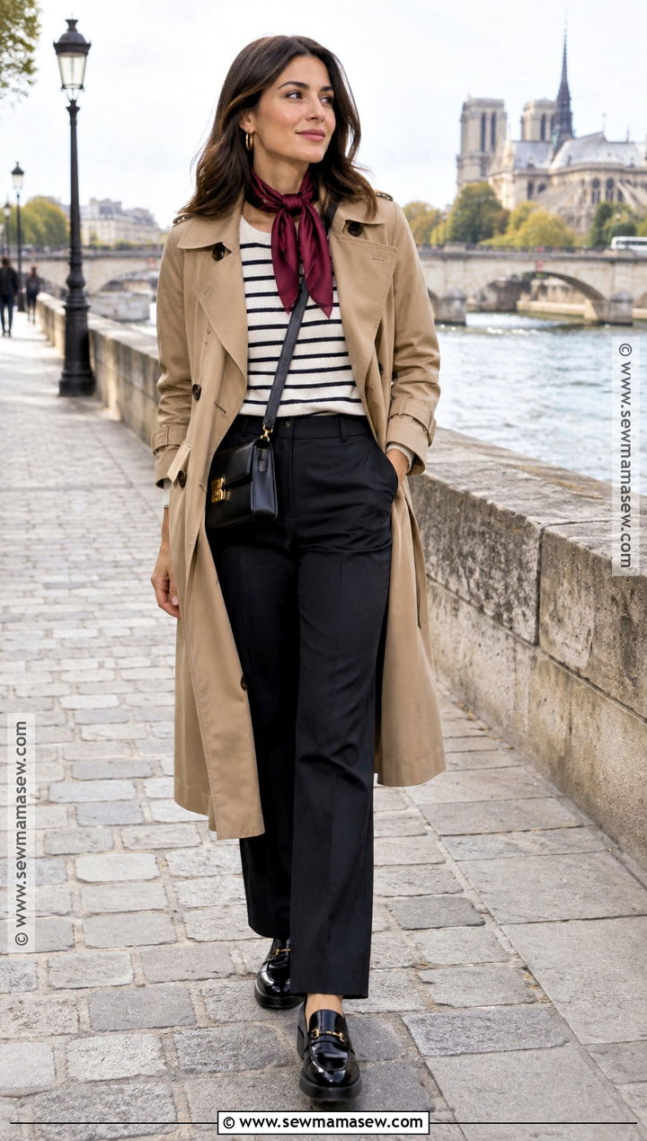 Paris Fall Breton Sweater and Black Pants Outfit - 20 Paris Fall Outfits Travel
