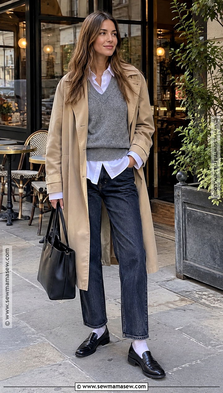 Paris Fall Knit Vest And Button Down Shirt Outfit - 25 Paris Fall Outfits
