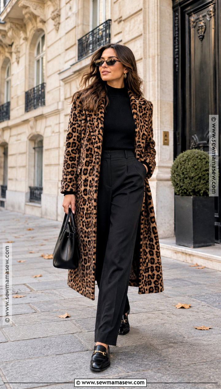 Paris Fall Leopard Coat And Black Trousers Outfit - 15 paris fall outfits 2026