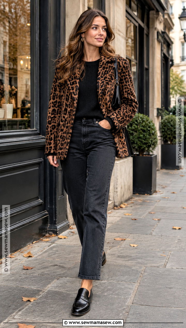 Paris Fall Leopard Jacket and Black Jeans Outfit - 20 paris in the fall outfits