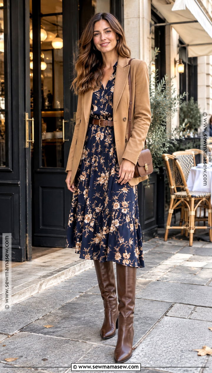 Paris Fall Midi Dress And Blazer Outfit - 20 Fall Outfits Paris