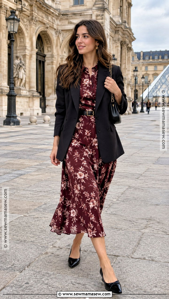 Paris Fall Midi Dress And Blazer Outfit - 15 paris trip outfits fall