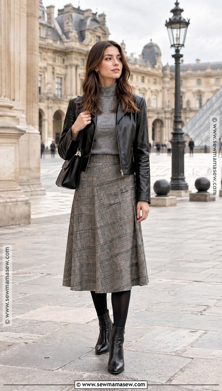 Paris Fall Midi Skirt And Ankle Boots Outfit - 20 fall in paris outfit ideas