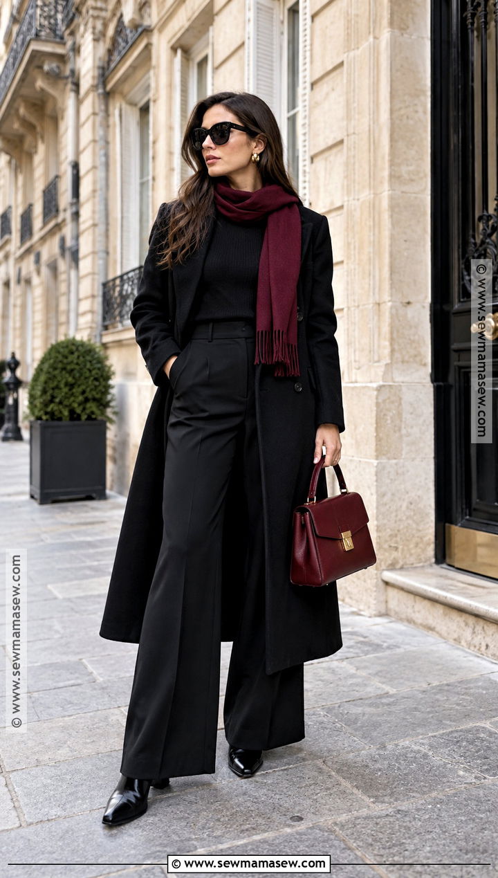 Paris Fall Monochrome Black Outfit With Red Accessories - 15 paris fall outfits 2026