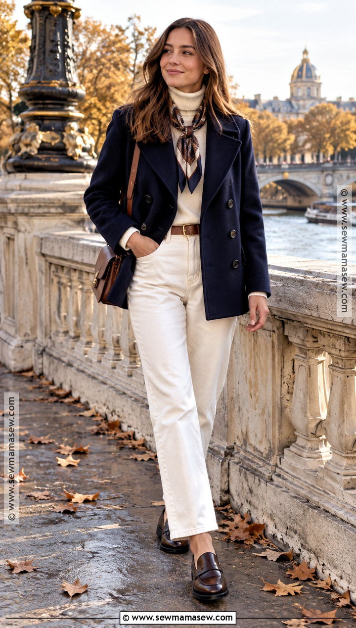 Paris Fall Navy Peacoat Outfit - 25 Paris Fall Fashion Ideas