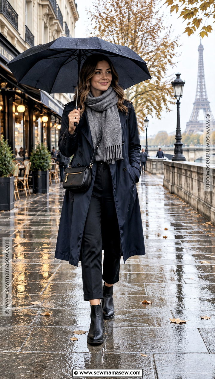 Paris Fall Rainy Day Trench And Ankle Boots Outfit - 20 Fall Outfits Paris