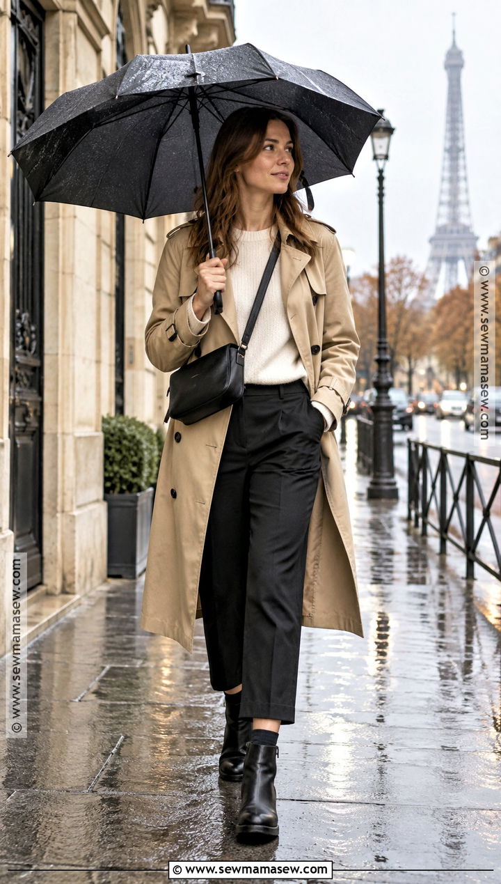 Paris Fall Rainy Day Trench Coat Outfit - 20 paris in the fall outfits