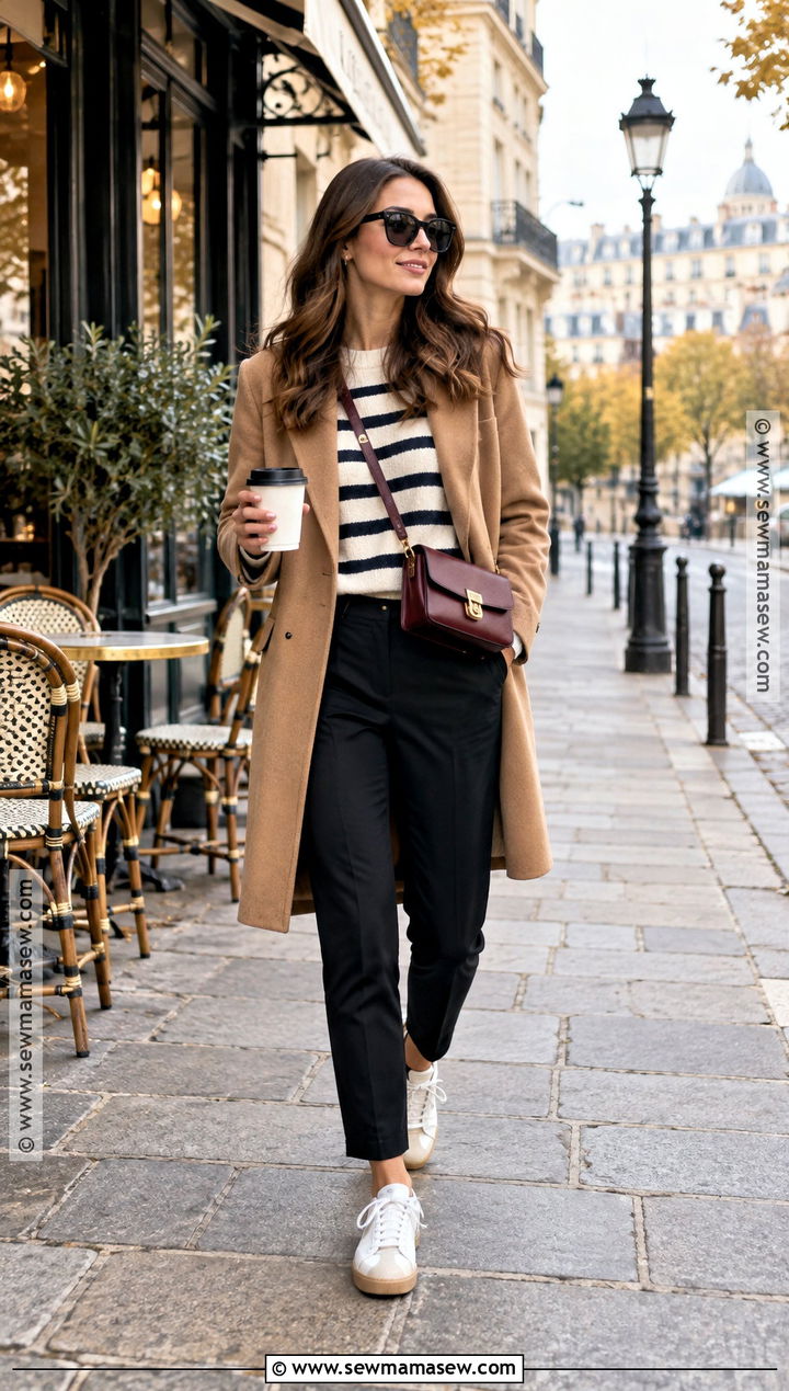 Paris Fall Striped Sweater And Black Pants Outfit - 15 paris trip outfits fall