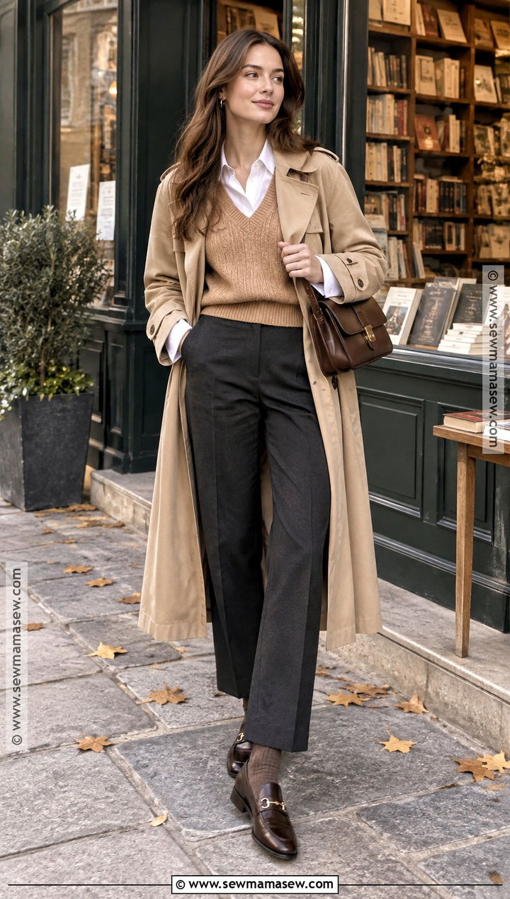 Paris Fall Sweater Vest and Button Down Shirt Outfit - 15 Paris Fall Capsule Wardrobe Ideas