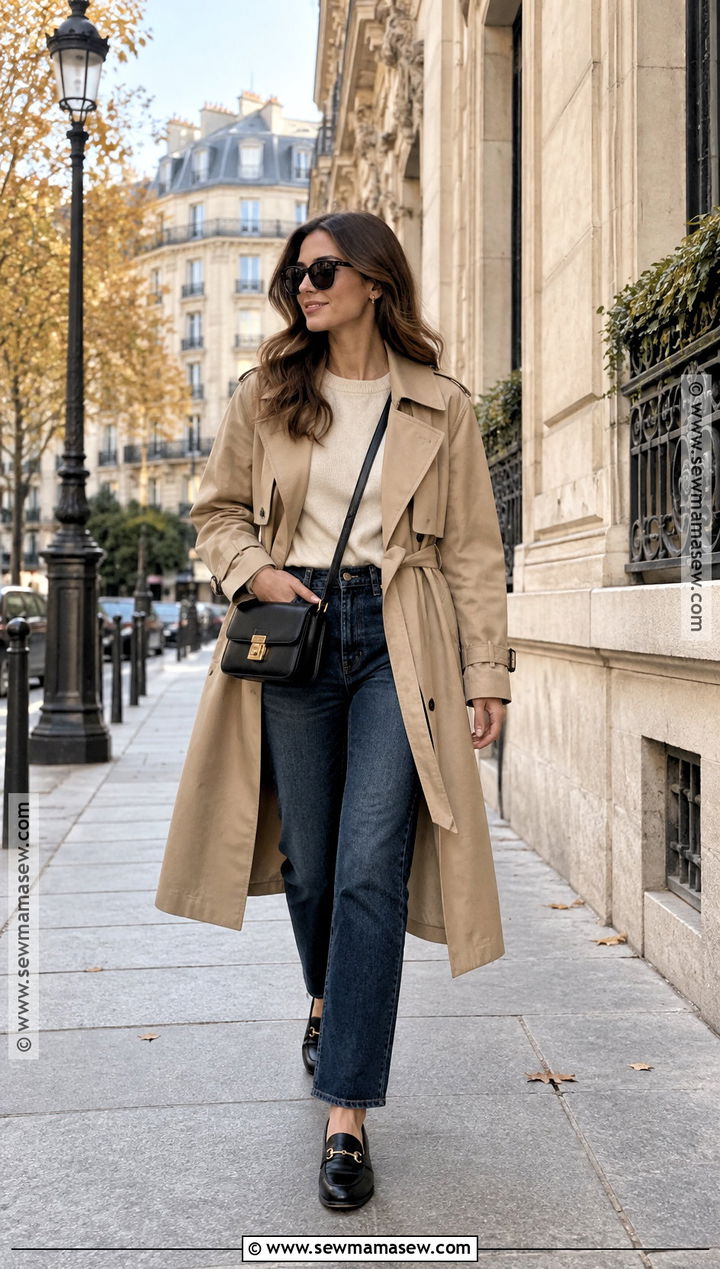 Paris Fall Trench Coat And Jeans Outfit - 15 paris vacation outfit fall ideas