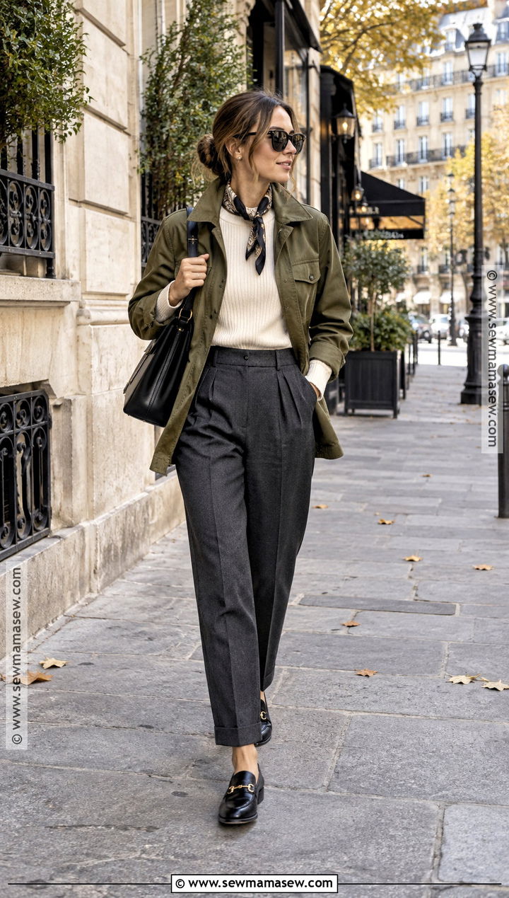 Paris Fall Utility Jacket And Tailored Pants Outfit - 25 Paris Fall Outfits