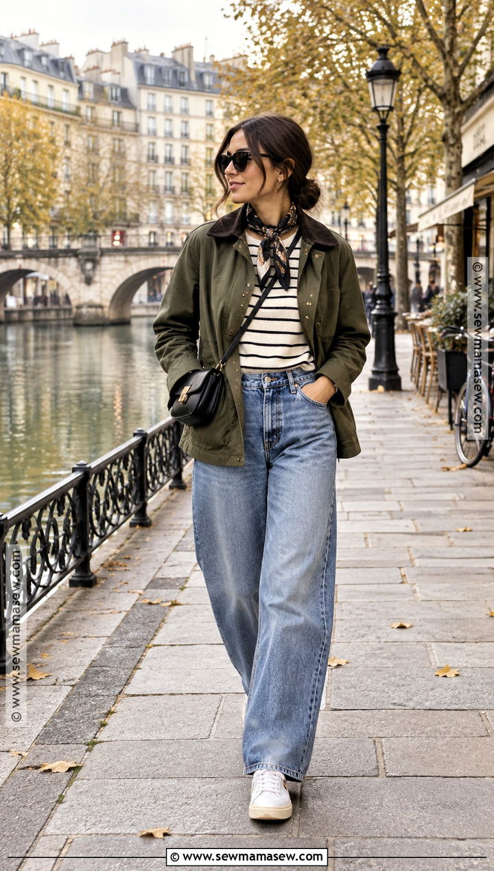 Paris Fall Utility Jacket and Barrel Jeans Outfit - 20 Paris Fall Outfits Travel