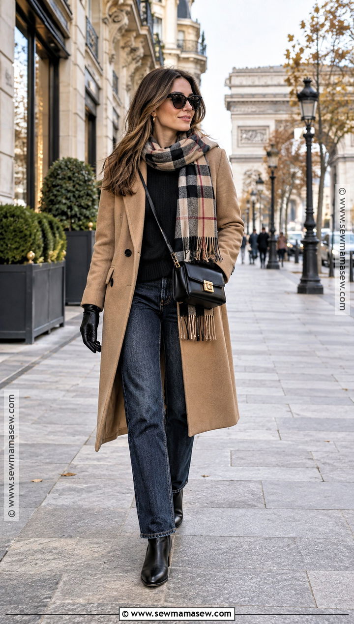 Paris Fall Wool Coat and Dark Wash Jeans Outfit - 20 Paris Fall Outfits Travel