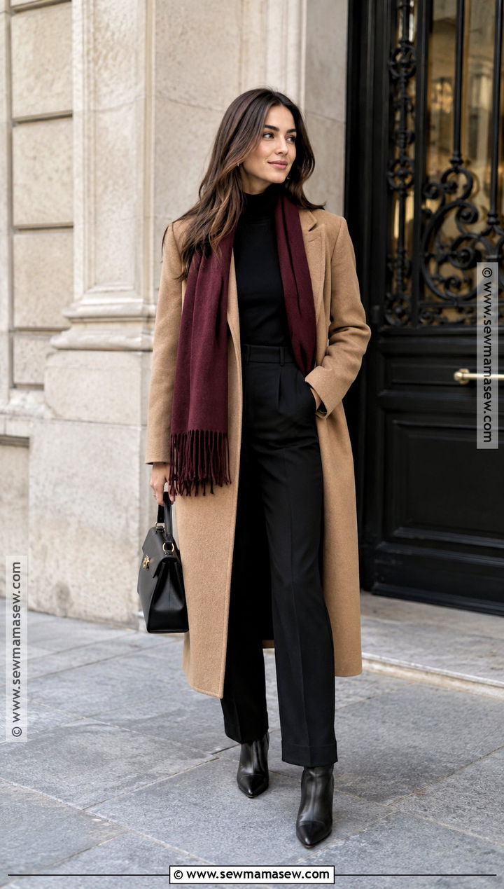 Paris Fall Wool Coat and Monochrome Black Outfit - 20 outfits for paris fall