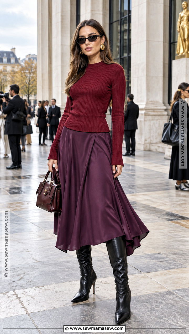 Paris Fashion Week Red And Purple Outfit - 25 paris in september outfits
