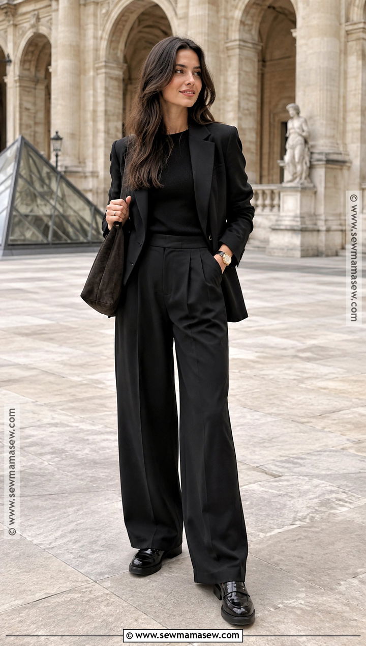 Paris Monochrome Black Outfit With Loafers - 25 paris september outfits
