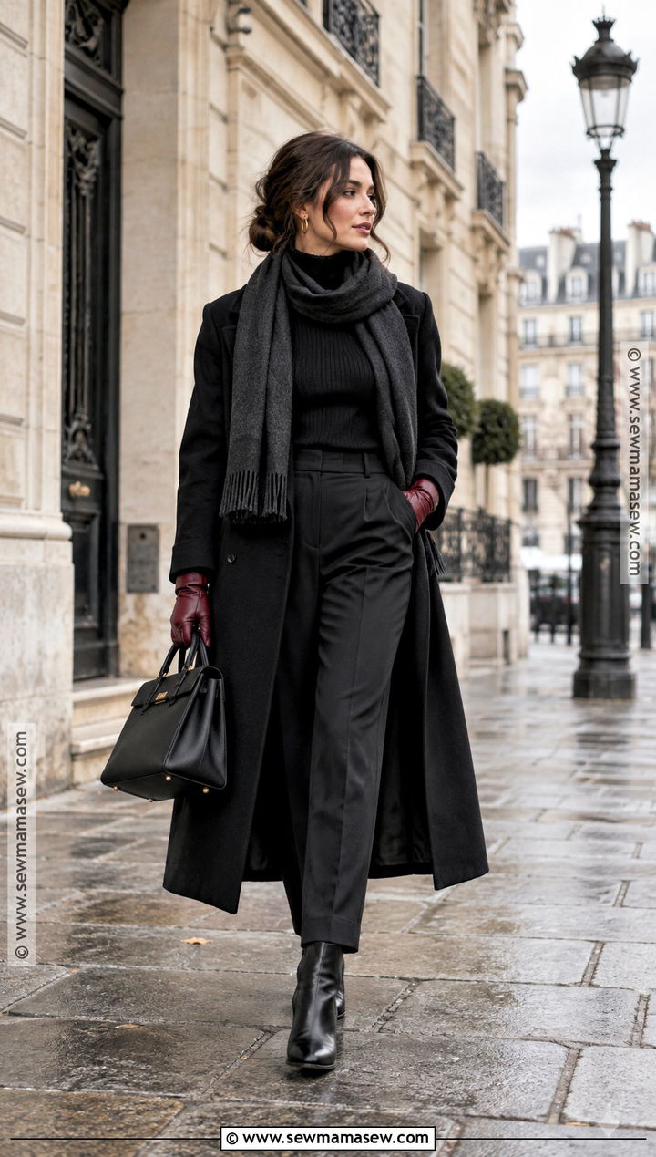 Paris November Monochrome Black Outfit - 20 paris in november outfits