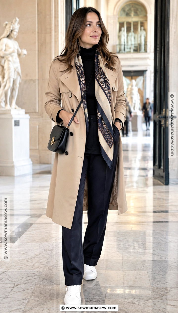 Paris November Museum Outfit With Trench Coat - 20 Paris November Outfit Ideas