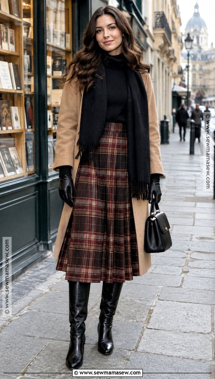 Paris November Plaid Skirt Outfit - 20 paris in november outfits
