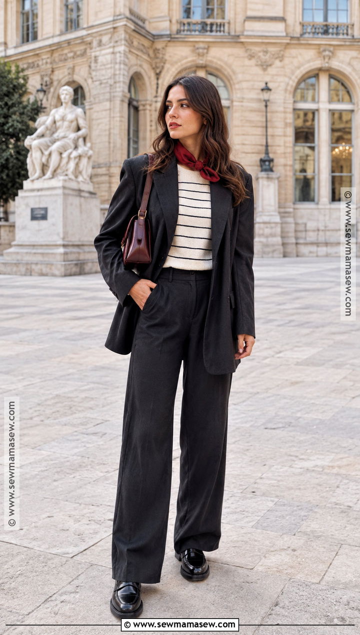 Paris October Blazer And Wide Leg Trousers Outfit - 15 paris october fashion ideas