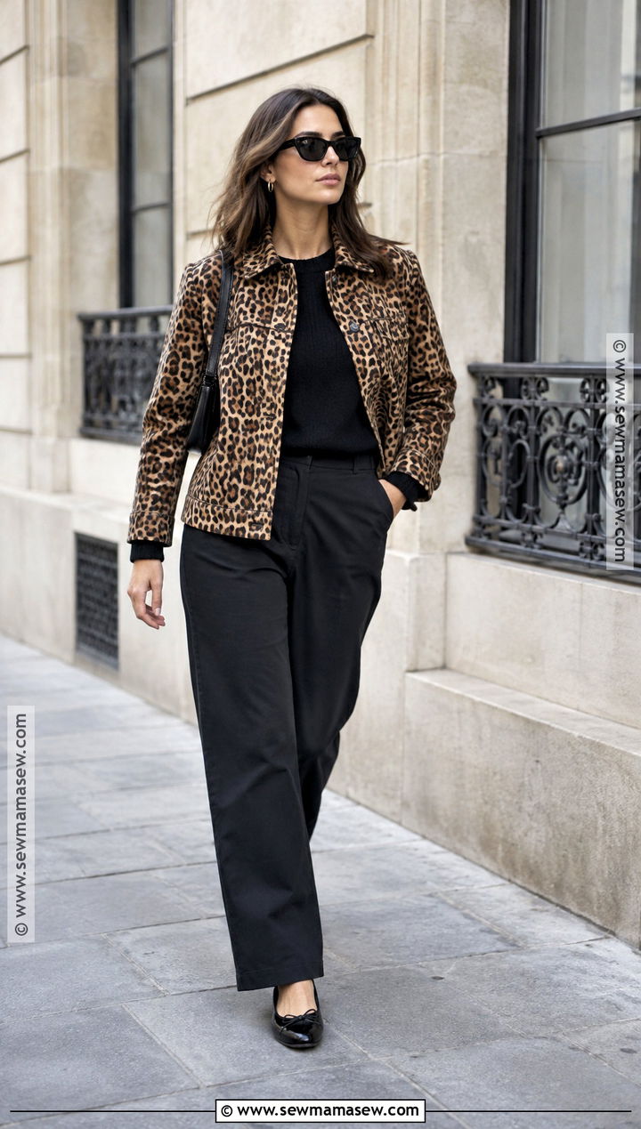 Paris October Leopard Jacket And Black Trousers Outfit - 15 paris october fashion ideas