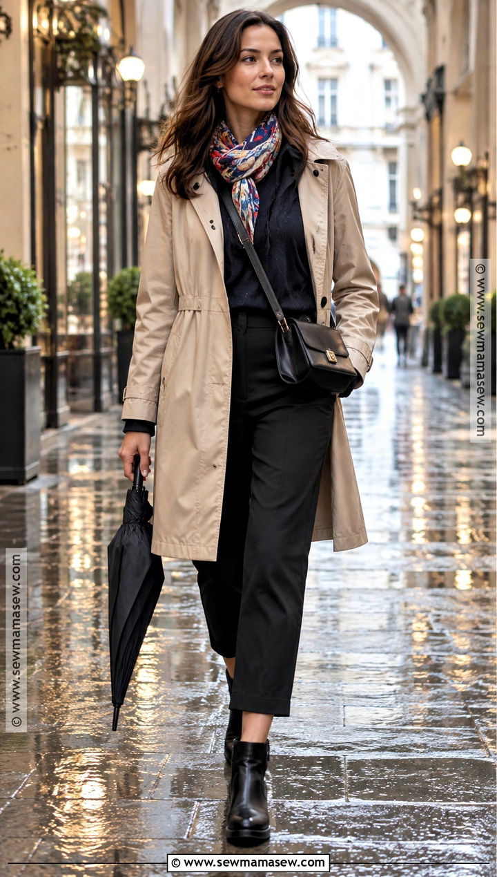 Paris October Raincoat And Tailored Pants Outfit - 20 Paris October Outfit Ideas