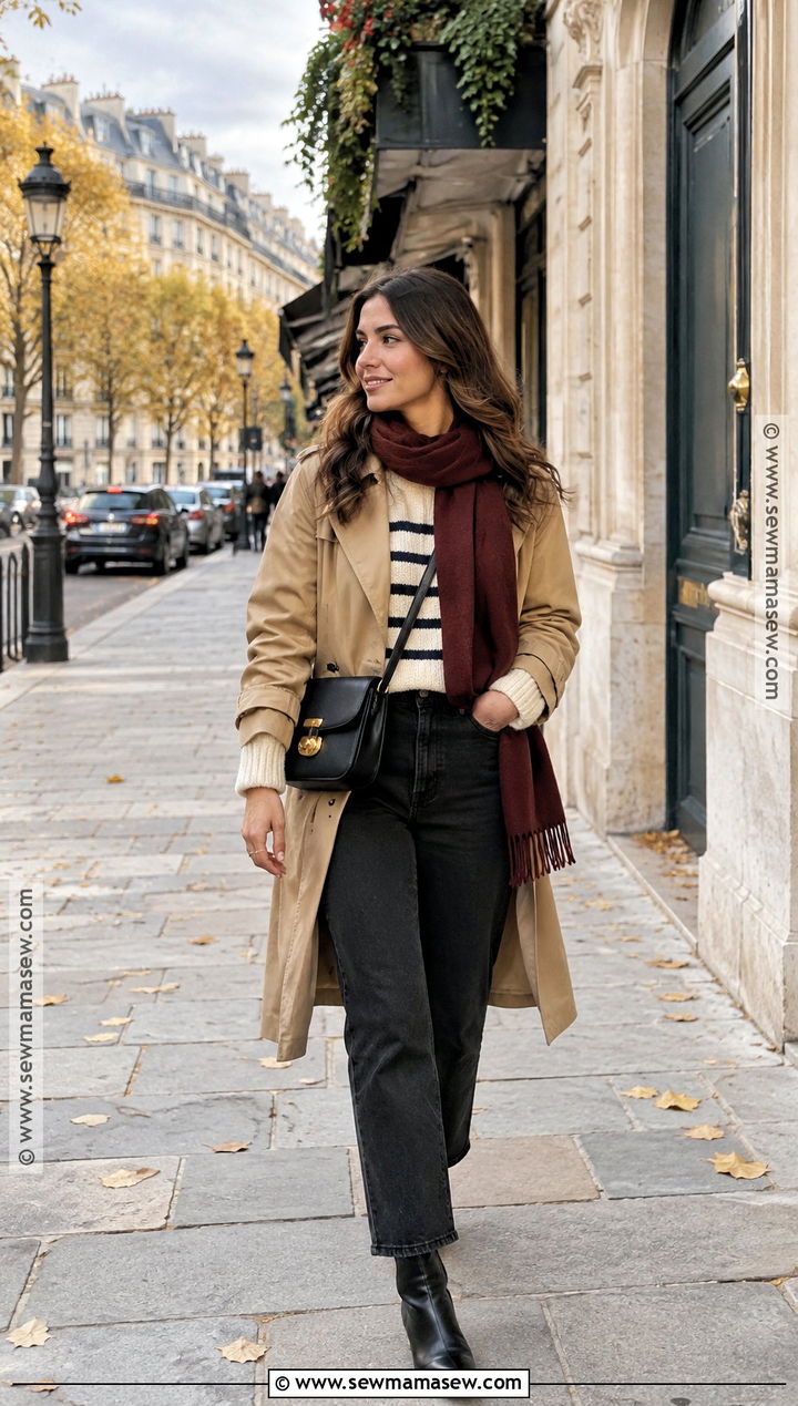 Paris October Striped Sweater And Black Jeans Outfit - 20 paris outfits october