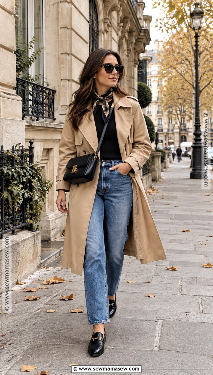 Paris October Trench Coat And Jeans Outfit - 20 paris outfits october