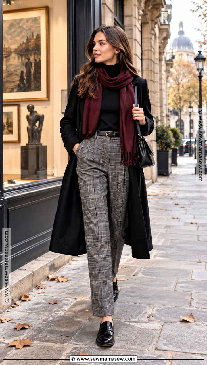 Paris October Turtleneck And Plaid Trousers Outfit - 25 paris in october outfits